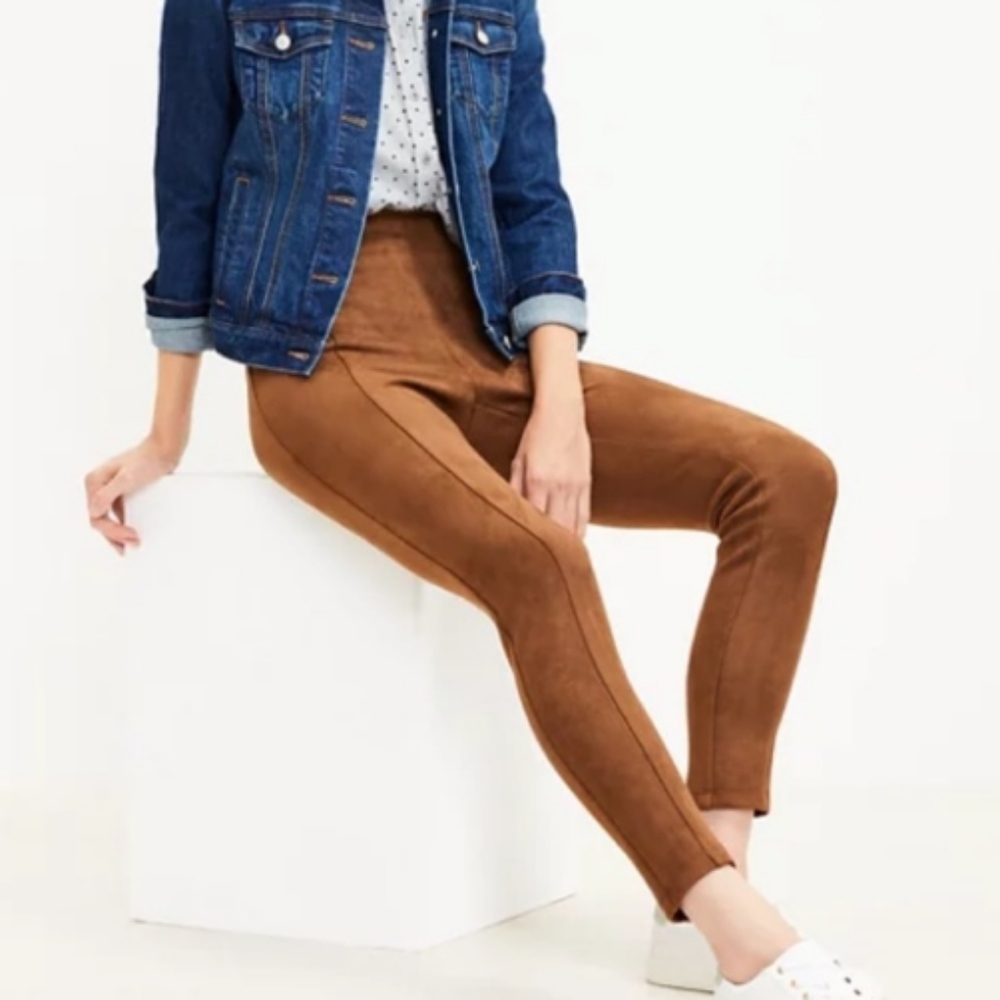 NWT! Faux Suede Pull On Leggings Cognac Medium